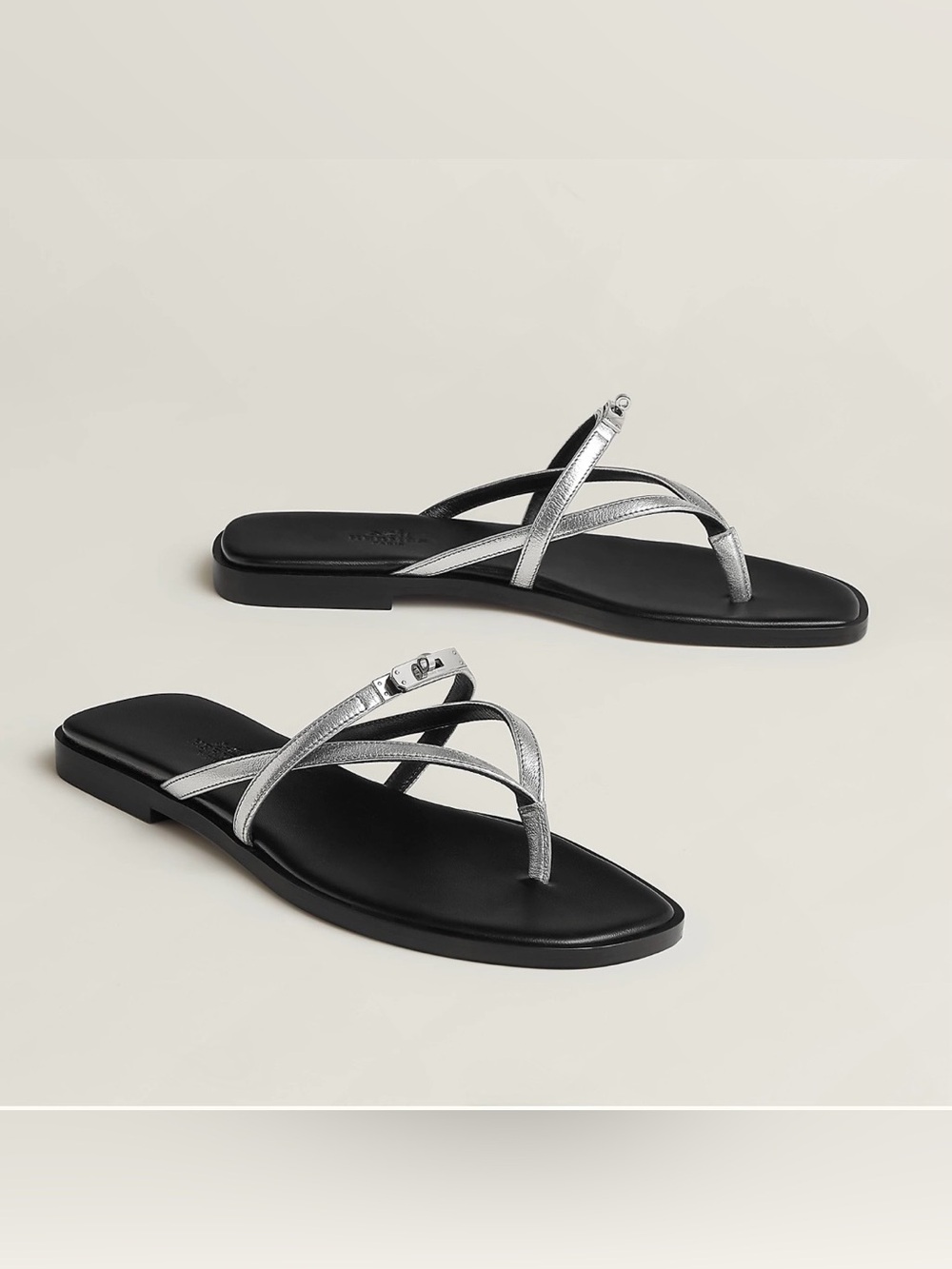 Hermès Gris Argenté Miss Sandals